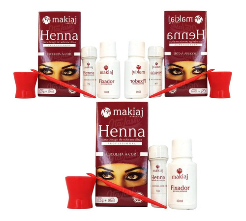 Kit 3 Henna Sobrancelhas Makiaj Alto Rendimento Rena