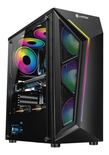 Gabinete Gamer Profissional Hayom Gb1713 C/ 4 Fans Rgb 