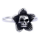 Jewelers Anillo Acero Inoxidable Retro Gotico Calavera Flor