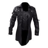 Chaqueta De Cuero Vintage N Para Hombre, Moto, Cremallera, L