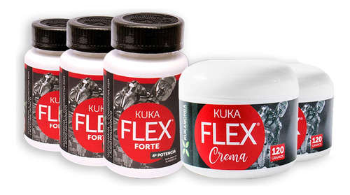 3 Kukaflex Forte 30 Tabs + 2 Crema Kukaflex 100% Original