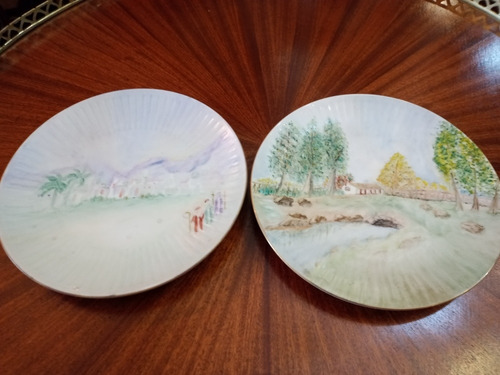 Antiguos Platos Postre Porcelana Tsuji Pintados A Mano N242