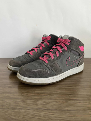 Nike Air Jordan 1 Mid Gs Dar Grey Hyper Pink