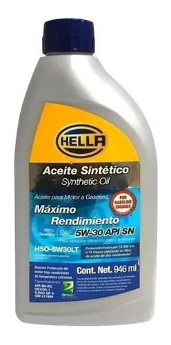 Aceite Motor 5w30 Sintetico 1 Lt Presentación Oficial Hella