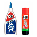 Kit 1 Cola Escolar Banca Tenaz 110g+ 1 Cola Bastão Pritt 40g