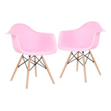 2 Cadeiras Polrona Eames Wood Daw Com Braços Jantar Cores Estrutura Da Cadeira Rosa