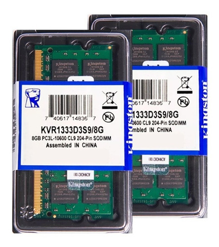 Memória Kingston Ddr3 8gb 1333 Mhz Notebook Kit C/05