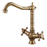 Set Grifo Mezclador Para Fregadero Baño Bronce Antiguo 