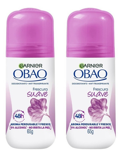 Obao Frescura Suave Desodorante Para Mujer 65 Gr, 2 Pack Fragancia Sin Fragancia