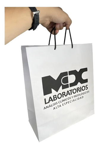 Bolsa Papel Kraft Blanca 30x14x37 Con Impresión Envío 100 Pz