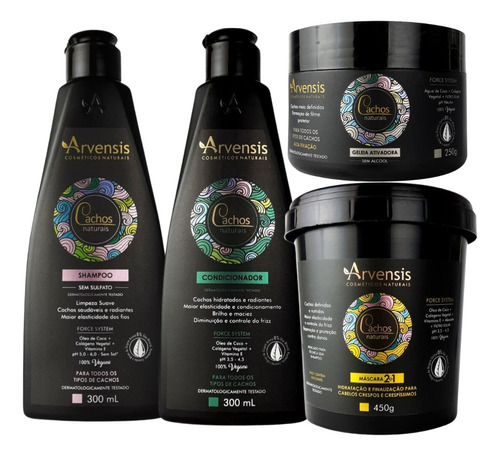 Kit Arvensis Cachos Shampoo+ Cond.+ Mascara 2x1+ Geleia Alta