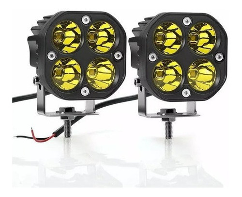 Par Faros 4 Led 40w Cuadrado Ambar Del Estrobo Fijo