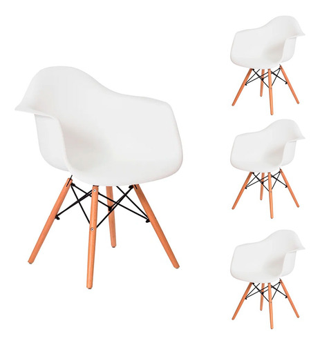 Kit 4 Cadeiras Design Eiffel Com Braços 