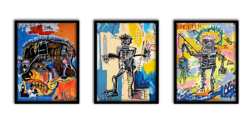 Set De 3 Cuadros Basquiat - 30x40 Cm