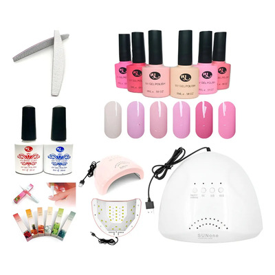 Kit Gelish (gama 6pz) + Lampara Led Uv + Base + Top + Lima Color Gama G | Envío gratis