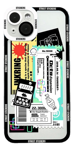 Funda Blanda Aesthetic Stickers Collage Para iPhone 13, 14 Y