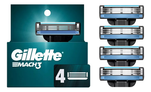 Gillette Mach 3, Cuatro Cartuchos De Repuesto