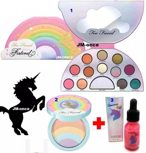 Kit Set De Sombras, Iluminador Maquillaje X3