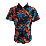 Camisa Estampada Hawaiana Palmeras Exóticas Fresca Cómoda 