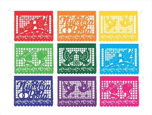 Decoración Papel Picado Boda Palomar Colores Plástico,40 Pz