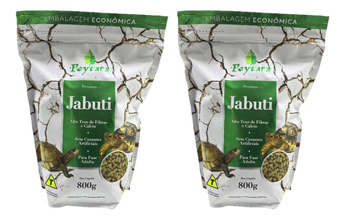 Kit 2 Ração Para Jabuti Tartaruga Poytara Ziplock 800g