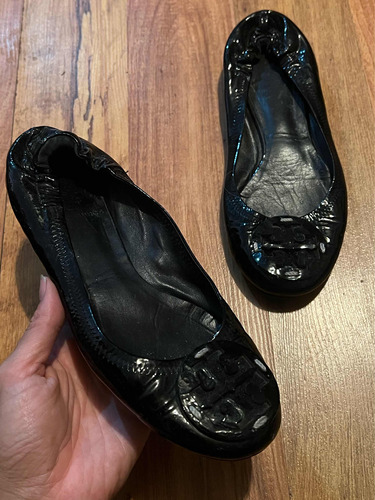 Padrisimos Flats Tory Burch Patent Leather Negros Originales