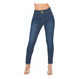 Jeans Dama Causal Tiro Medio Stretch Azul 637-51