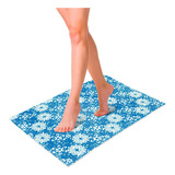 Tapete Absorbente Alfombrilla Secado Rápido Para Baño Color Azul/blanco