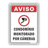 Placa Aviso Condomínio Monitorado Por Câmeras 18x25 Kit 2 Un