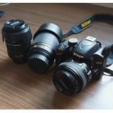 Câmera Nikon D3200 + 3 Lentes (35mm, 18-55mm E 55-200mm)