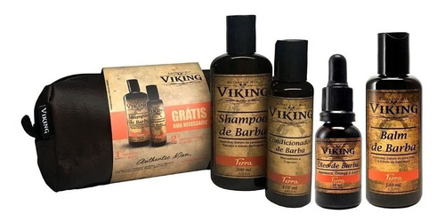 Kit Barba Shampoo + Condicionador + Balm + Óleo Viking Terra