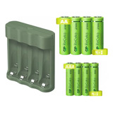 Cargador Pilas Gp Usb Con 4 Pilas Aa 2100mah + 4 Aaa 650mah