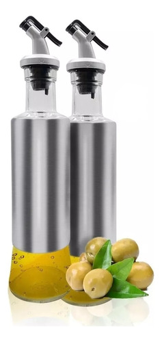 2 Botellas Dispensador De Aceite 300ml Aceitera De Cocina 