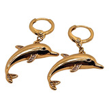 Hermoso Arete De Delfin Colgante En Oro Laminado 18k