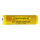 Pila Unrivaled Lc 18650 Cilíndrica 3.7v 4000 Mah Li-ion Con Tetón.