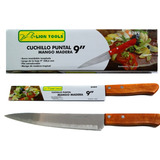 Cuchillo Puntal Acero Inox. Mango Madera 9'' Lion Tools 8289