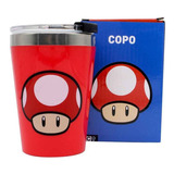 Copo C/ Tampa Cogumelo Toad Super Mario Bros Cor Vermelho