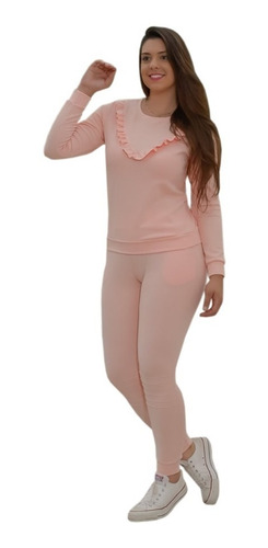 Conjunto Blusa E Calça Moletom Feminino Inverno Frio 36 A 52