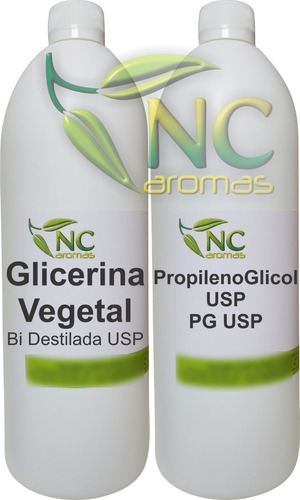 Propilenoglicol Usp 1lt + Glicerina Vegetal Bi Destilada 1lt