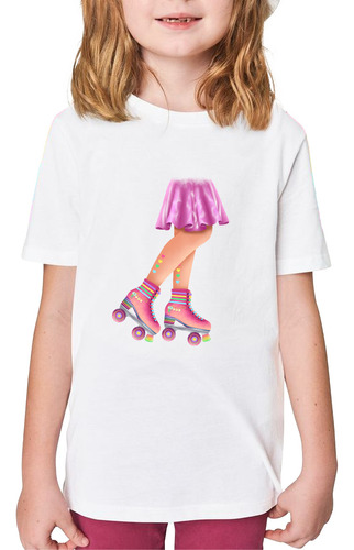 Remera Nena Niña Infantil Fantasia Patin Roller Rosa Alas 07