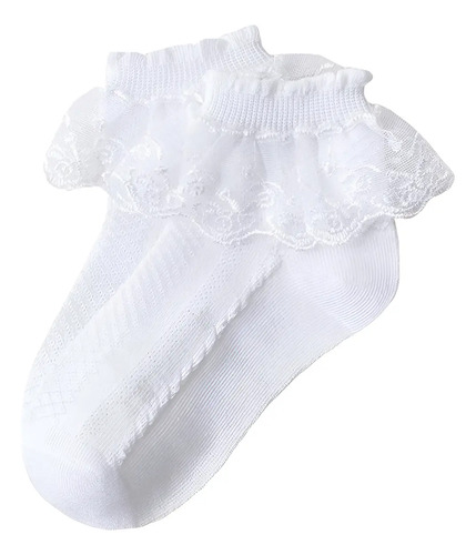 Meia Soquete Infantil Frufru Babado Em Renda Para Meninas