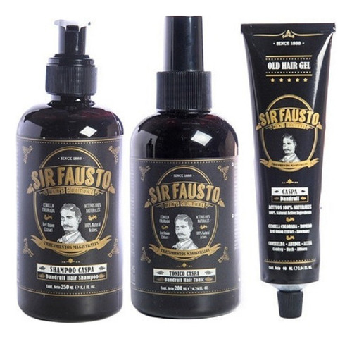 Kit Anti Caspa Pelo Sir Fausto Shampoo Tonico Gel Barber
