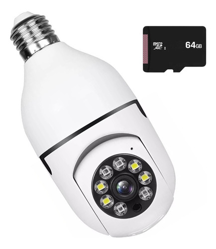 Câmera Lâmpada Segurança Ip Wifi + Cartão Grava Imagem 64gb