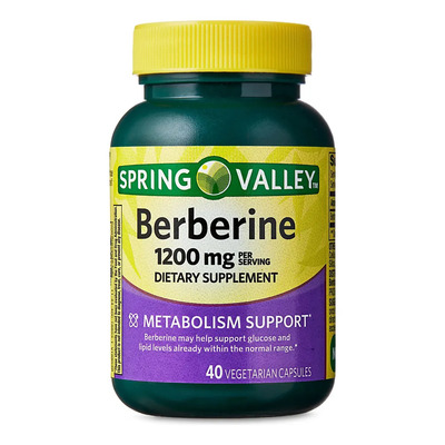 Spring Valley Berberine Suplemento Dietético De Berberina - Soporte De Magnesio - 40 Cápsulas Vegetarianas De 1200 Mg Apoyo Al Optimo Nivel De Glucosa Y Lipidos, Balance Del Metabolismo. | Envío gratis