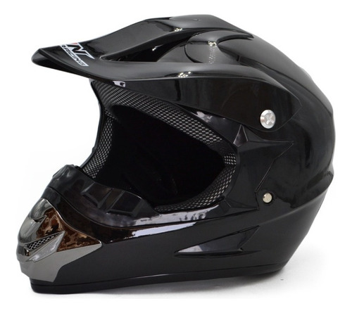 Casco Cerrado Motocicleta Negro Brillante Moto Cross Dot