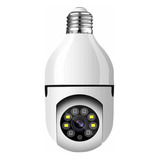 Camera Lâmpada Espia Wifi Ip Segurança Panorâmica Giratória Cor Branco