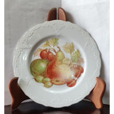 Plato Decorativo Frutas Japonés Usado Antiguo Porcelana 