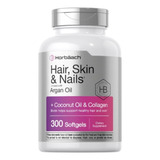 Hair Skin Nails Biotina Colágeno Argán Coco Oil 300 Cap