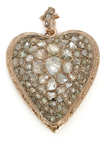 Dije Corazón Relicario Cajon Vintage Con Diamantes Oro 18k