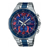 Relogio Edifice Toro Rosso Prata E Azul Com Caixa Promoção